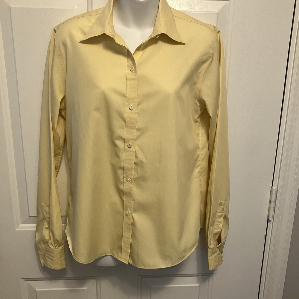 Brooks Brothers Women's Size 8 Long Sleeve Button-Up‎ Shirt Yellow Cotton